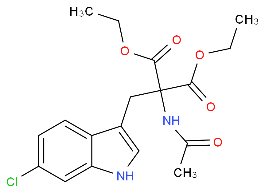 1,3-diethyl 2-[(6-chloro-1H-indol-3-yl)methyl]-2-acetamidopropanedioate_分子结构_CAS_50517-09-4