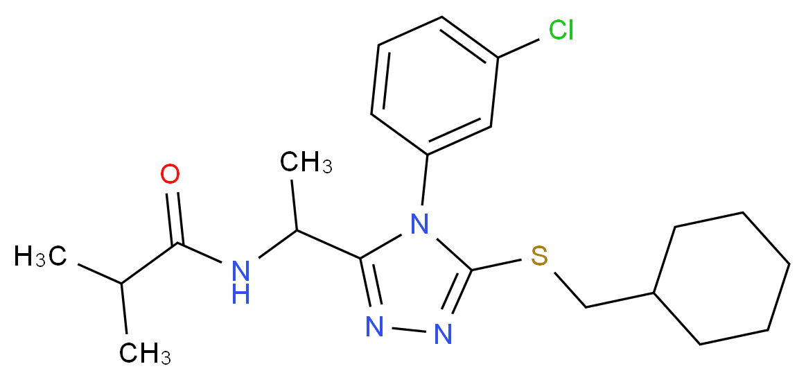 N-(1-{4-(3-chlorophenyl)-5-[(cyclohexylmethyl)thio]-4H-1,2,4-triazol-3-yl}ethyl)-2-methylpropanamide_分子结构_CAS_)