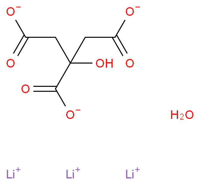 trilithium(1+) ion 2-hydroxypropane-1,2,3-tricarboxylate hydrate_分子结构_CAS_313222-91-2