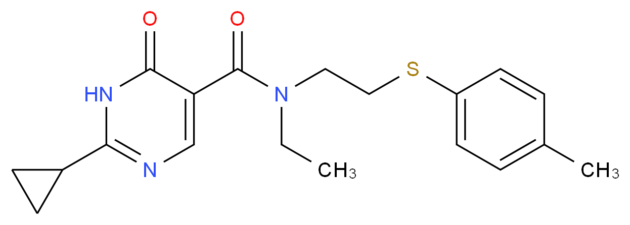 2-cyclopropyl-N-ethyl-N-{2-[(4-methylphenyl)thio]ethyl}-6-oxo-1,6-dihydropyrimidine-5-carboxamide_分子结构_CAS_)