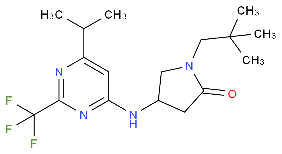 1-(2,2-dimethylpropyl)-4-{[6-isopropyl-2-(trifluoromethyl)pyrimidin-4-yl]amino}pyrrolidin-2-one_分子结构_CAS_)