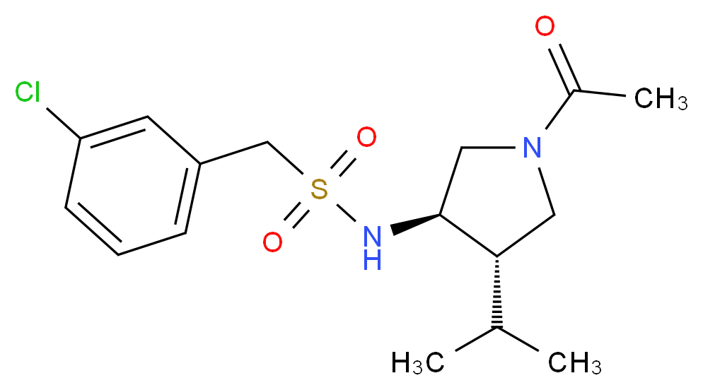N-[(3R*,4S*)-1-acetyl-4-isopropyl-3-pyrrolidinyl]-1-(3-chlorophenyl)methanesulfonamide_分子结构_CAS_)