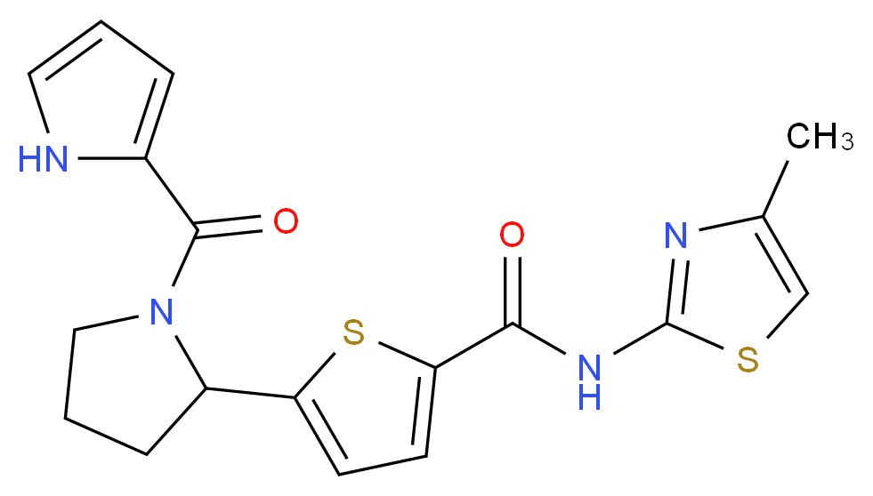 N-(4-methyl-1,3-thiazol-2-yl)-5-[1-(1H-pyrrol-2-ylcarbonyl)-2-pyrrolidinyl]-2-thiophenecarboxamide_分子结构_CAS_)