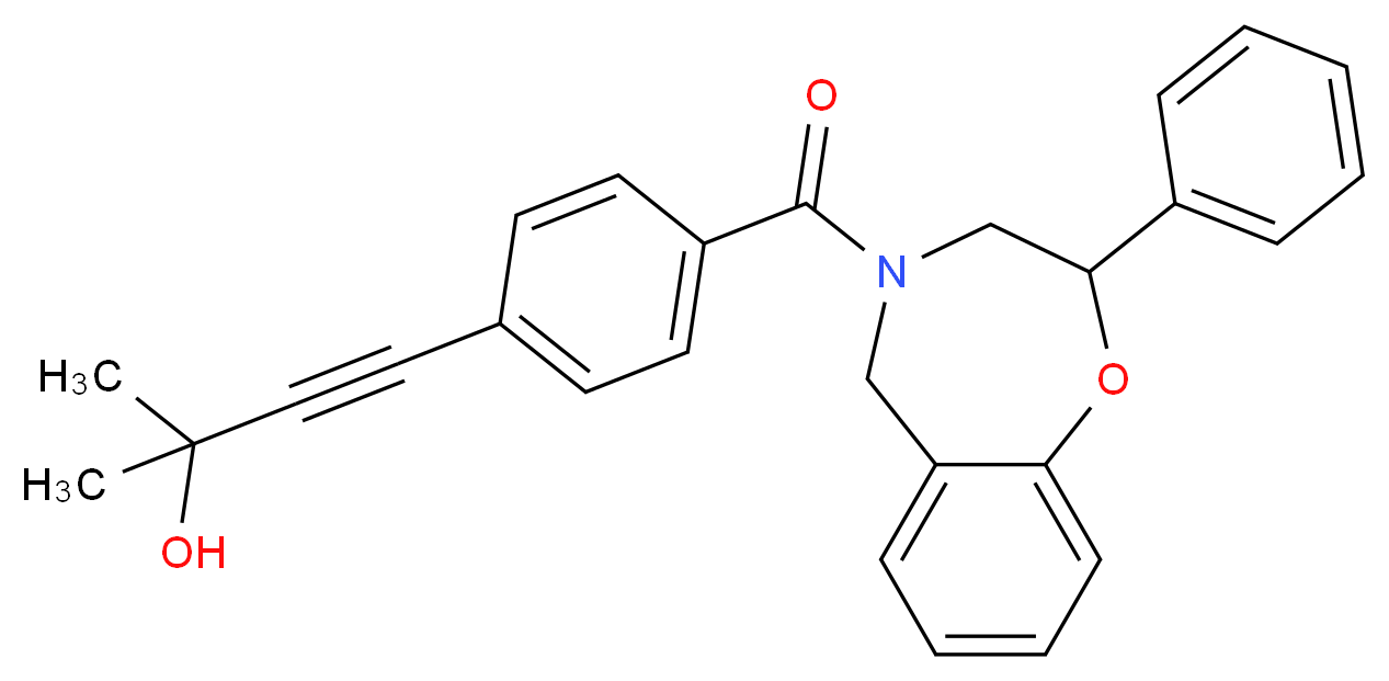 2-methyl-4-{4-[(2-phenyl-2,3-dihydro-1,4-benzoxazepin-4(5H)-yl)carbonyl]phenyl}-3-butyn-2-ol_分子结构_CAS_)