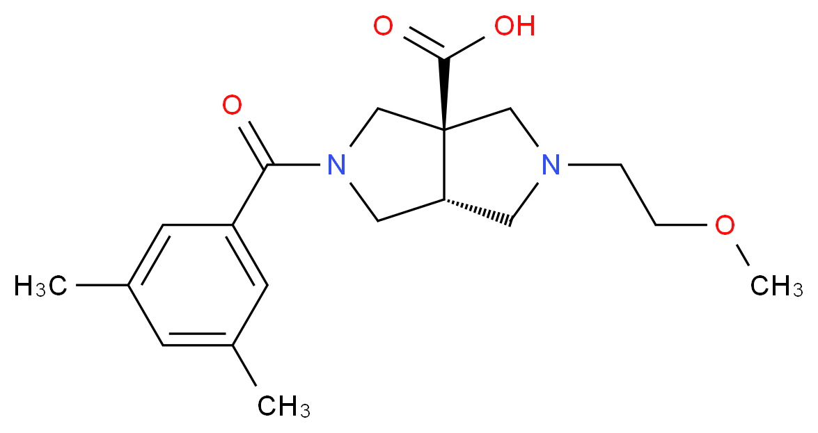 (3aR*,6aR*)-2-(3,5-dimethylbenzoyl)-5-(2-methoxyethyl)hexahydropyrrolo[3,4-c]pyrrole-3a(1H)-carboxylic acid_分子结构_CAS_)