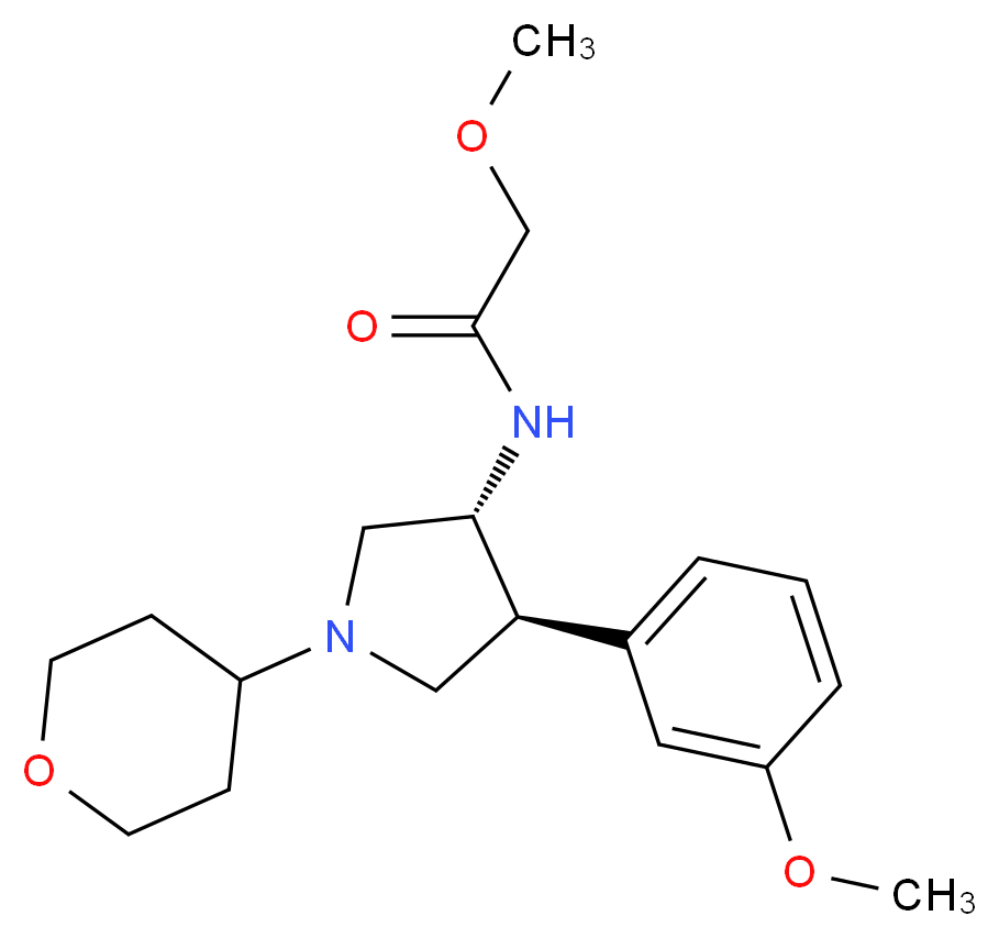2-methoxy-N-[(3R*,4S*)-4-(3-methoxyphenyl)-1-(tetrahydro-2H-pyran-4-yl)-3-pyrrolidinyl]acetamide_分子结构_CAS_)
