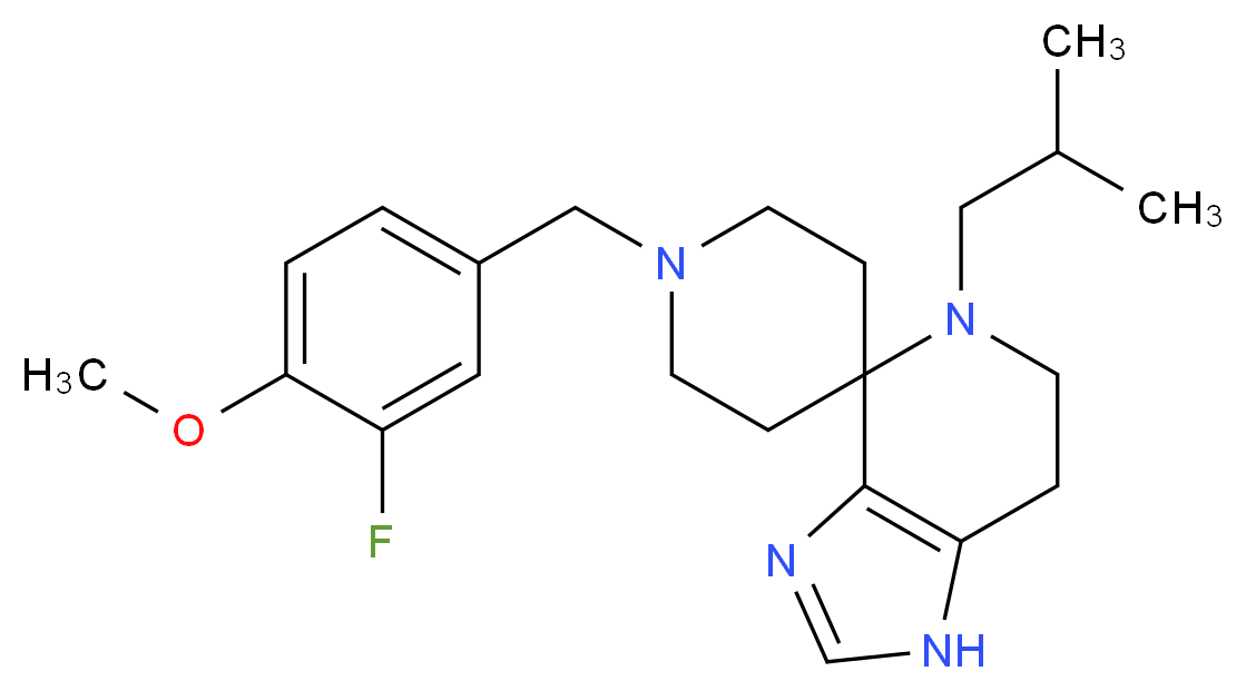 1'-(3-fluoro-4-methoxybenzyl)-5-isobutyl-1,5,6,7-tetrahydrospiro[imidazo[4,5-c]pyridine-4,4'-piperidine]_分子结构_CAS_)