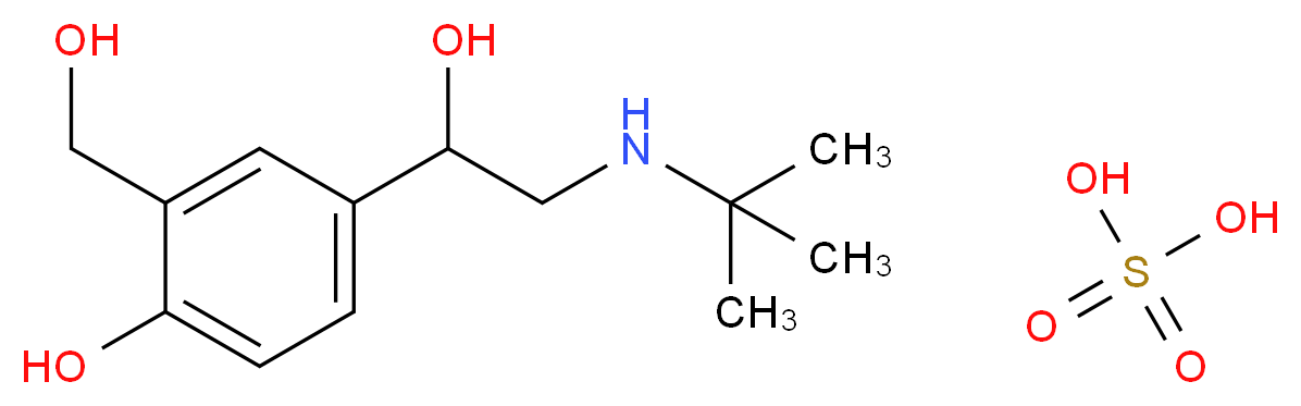 4-[2-(tert-butylamino)-1-hydroxyethyl]-2-(hydroxymethyl)phenol; sulfuric acid_分子结构_CAS_51022-70-9