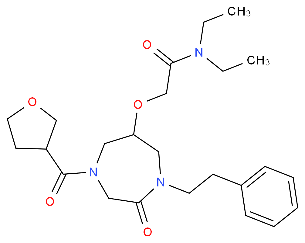 N,N-diethyl-2-{[2-oxo-1-(2-phenylethyl)-4-(tetrahydro-3-furanylcarbonyl)-1,4-diazepan-6-yl]oxy}acetamide_分子结构_CAS_)