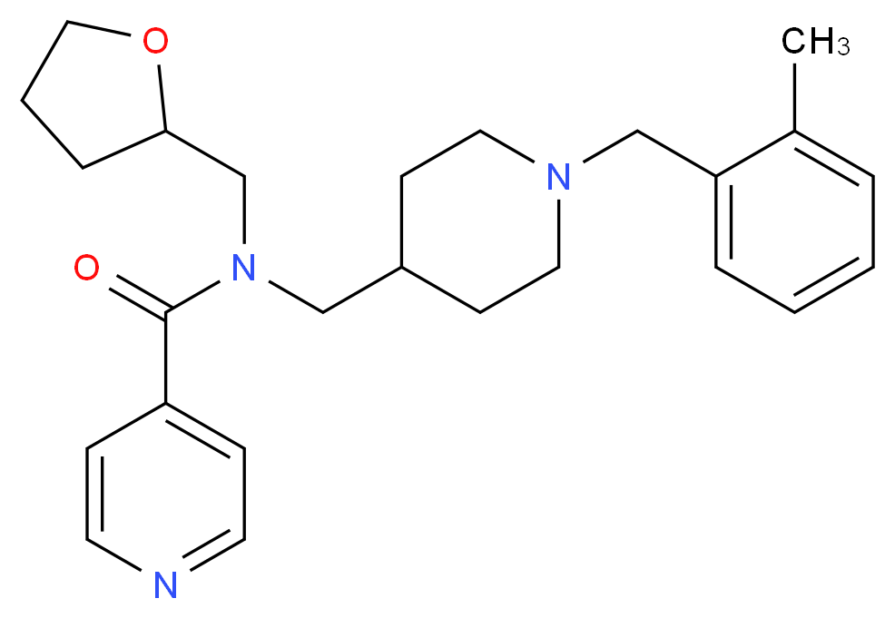 N-{[1-(2-methylbenzyl)-4-piperidinyl]methyl}-N-(tetrahydro-2-furanylmethyl)isonicotinamide_分子结构_CAS_)