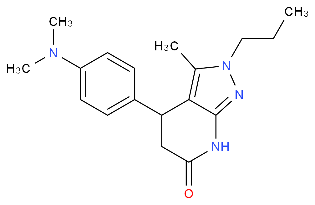 4-[4-(dimethylamino)phenyl]-3-methyl-2-propyl-2,4,5,7-tetrahydro-6H-pyrazolo[3,4-b]pyridin-6-one_分子结构_CAS_)