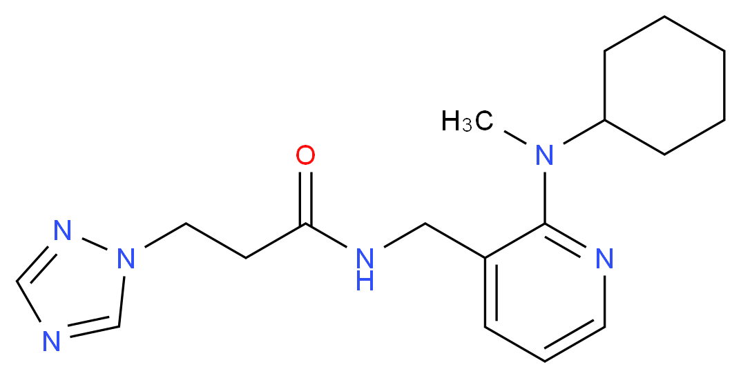 N-({2-[cyclohexyl(methyl)amino]-3-pyridinyl}methyl)-3-(1H-1,2,4-triazol-1-yl)propanamide_分子结构_CAS_)