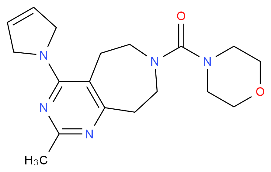 4-(2,5-dihydro-1H-pyrrol-1-yl)-2-methyl-7-(morpholin-4-ylcarbonyl)-6,7,8,9-tetrahydro-5H-pyrimido[4,5-d]azepine_分子结构_CAS_)