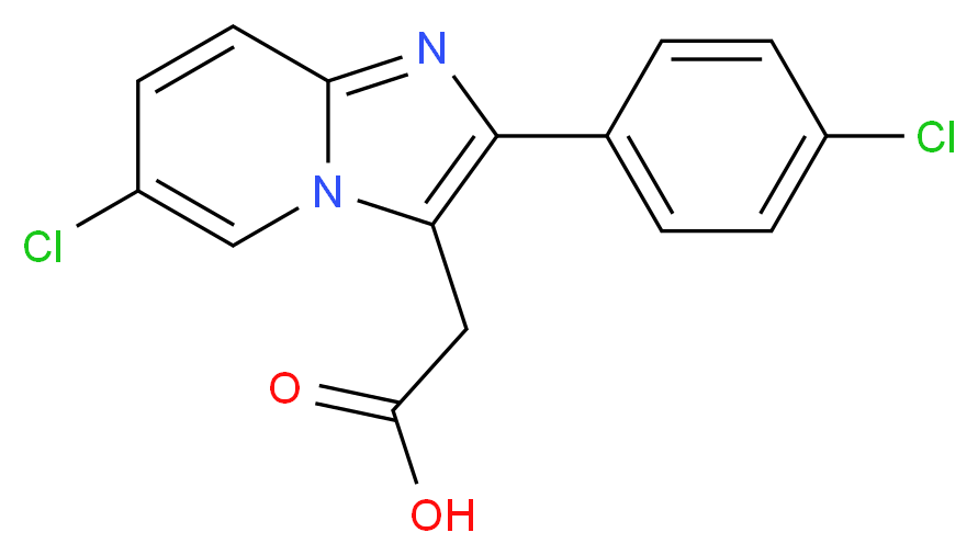 6-Chloro-2-(4-chlorophenyl)imidazo[1,2-a]pyridine-3-acetic Acid_分子结构_CAS_82626-74-2)