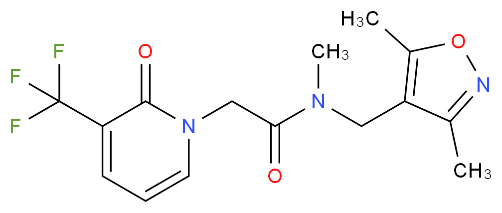 N-[(3,5-dimethylisoxazol-4-yl)methyl]-N-methyl-2-[2-oxo-3-(trifluoromethyl)pyridin-1(2H)-yl]acetamide_分子结构_CAS_)