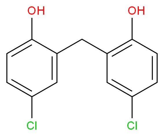 4-chloro-2-[(5-chloro-2-hydroxyphenyl)methyl]phenol_分子结构_CAS_97-23-4