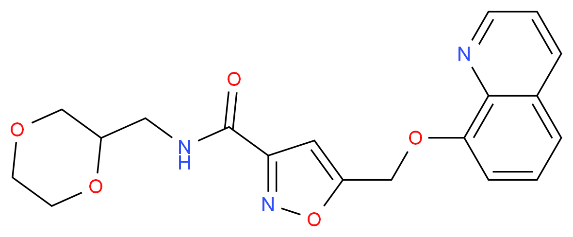 N-(1,4-dioxan-2-ylmethyl)-5-[(quinolin-8-yloxy)methyl]isoxazole-3-carboxamide_分子结构_CAS_)