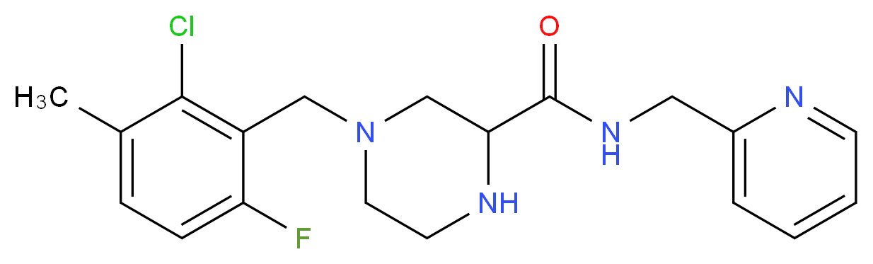 4-(2-chloro-6-fluoro-3-methylbenzyl)-N-(2-pyridinylmethyl)-2-piperazinecarboxamide_分子结构_CAS_)