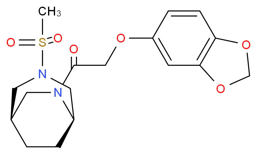 (1R*,5R*)-6-[(1,3-benzodioxol-5-yloxy)acetyl]-3-(methylsulfonyl)-3,6-diazabicyclo[3.2.2]nonane_分子结构_CAS_)