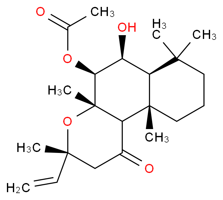(3R,4aS,5S,6S,6aS,10aS)-3-ethenyl-6-hydroxy-3,4a,7,7,10a-pentamethyl-1-oxo-dodecahydro-1H-naphtho[2,1-b]pyran-5-yl acetate_分子结构_CAS_64657-18-7