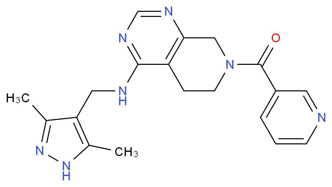 N-[(3,5-dimethyl-1H-pyrazol-4-yl)methyl]-7-(pyridin-3-ylcarbonyl)-5,6,7,8-tetrahydropyrido[3,4-d]pyrimidin-4-amine_分子结构_CAS_)