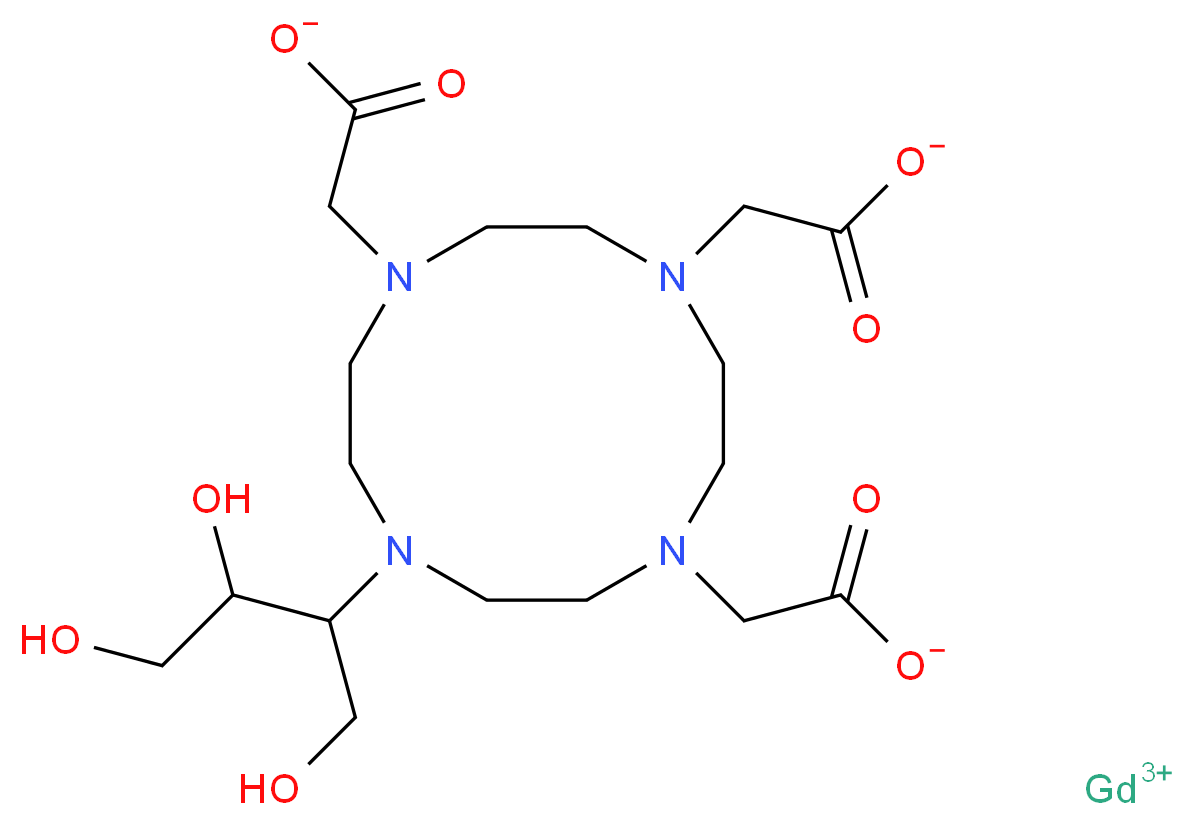 gadolinium(3+) ion 2-[4,7-bis(carboxylatomethyl)-10-(1,3,4-trihydroxybutan-2-yl)-1,4,7,10-tetraazacyclododecan-1-yl]acetate_分子结构_CAS_138071-82-6