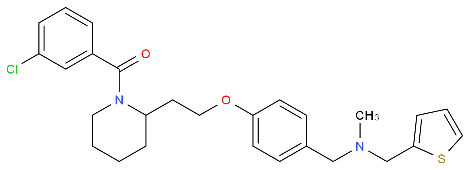 (4-{2-[1-(3-chlorobenzoyl)-2-piperidinyl]ethoxy}benzyl)methyl(2-thienylmethyl)amine_分子结构_CAS_)