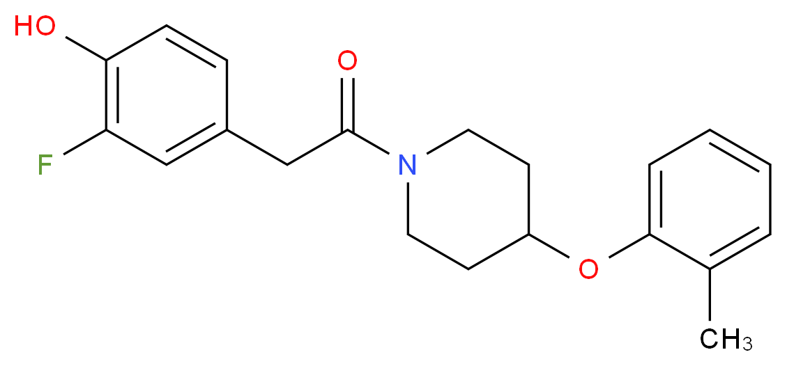 2-fluoro-4-{2-[4-(2-methylphenoxy)-1-piperidinyl]-2-oxoethyl}phenol_分子结构_CAS_)