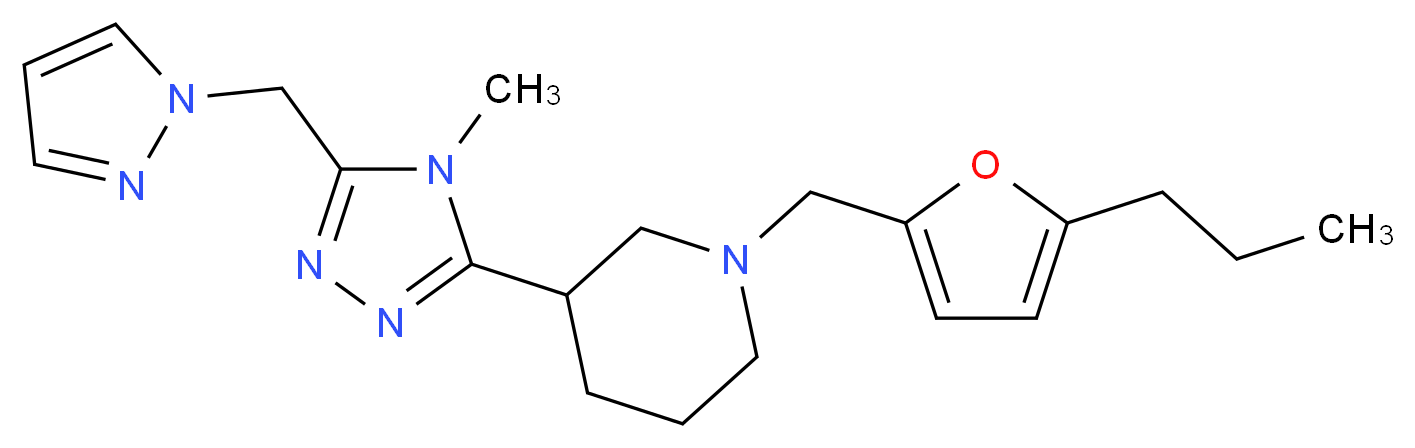 3-[4-methyl-5-(1H-pyrazol-1-ylmethyl)-4H-1,2,4-triazol-3-yl]-1-[(5-propyl-2-furyl)methyl]piperidine_分子结构_CAS_)