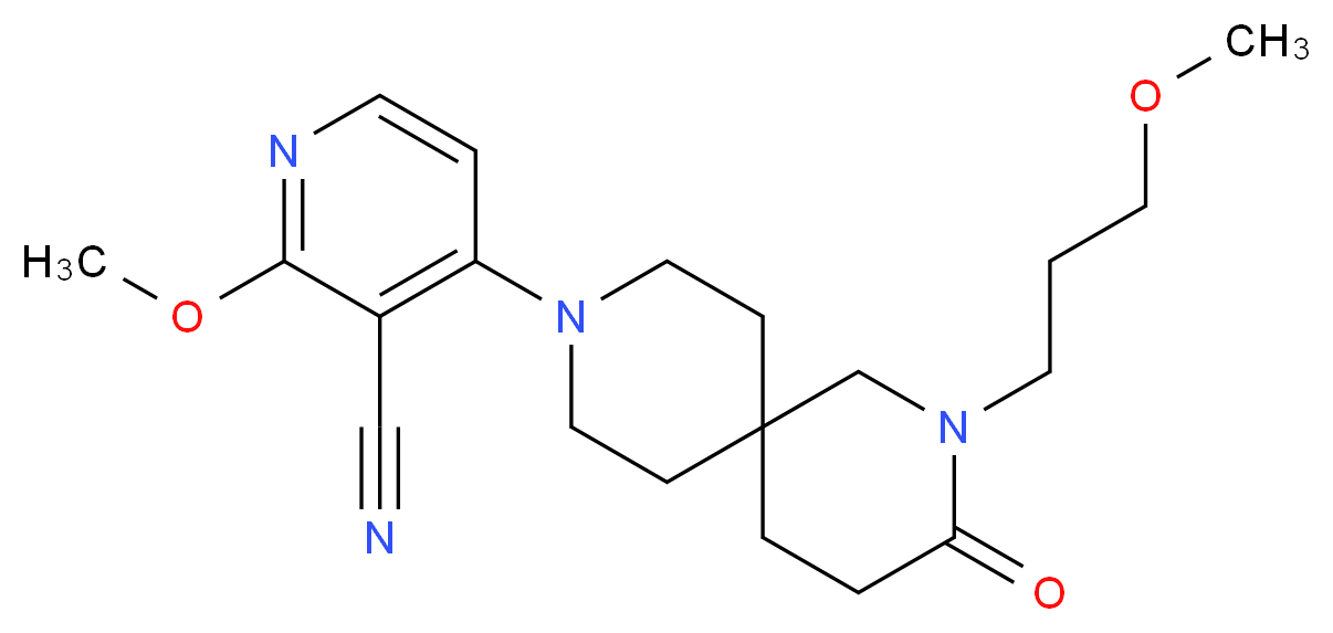 2-methoxy-4-[2-(3-methoxypropyl)-3-oxo-2,9-diazaspiro[5.5]undec-9-yl]nicotinonitrile_分子结构_CAS_)