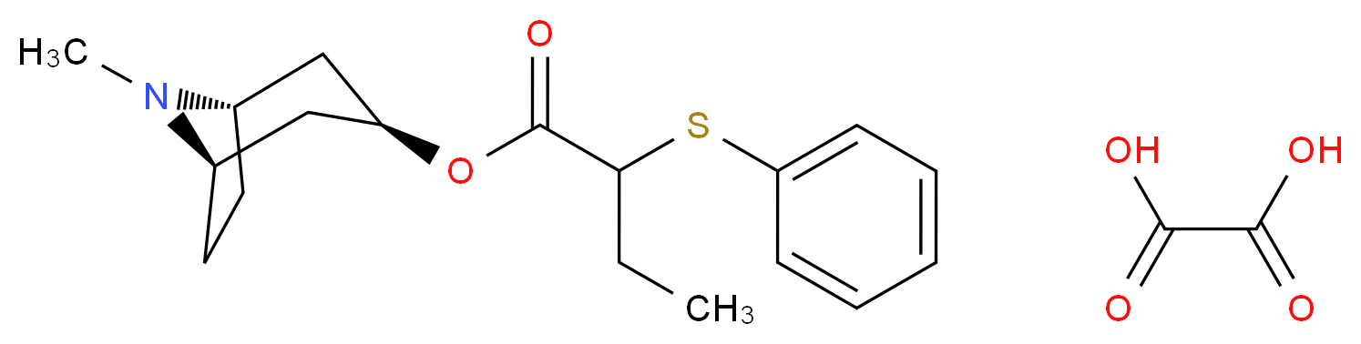 oxalic acid (1R,3R,5S)-8-methyl-8-azabicyclo[3.2.1]octan-3-yl 2-(phenylsulfanyl)butanoate_分子结构_CAS_155059-55-5