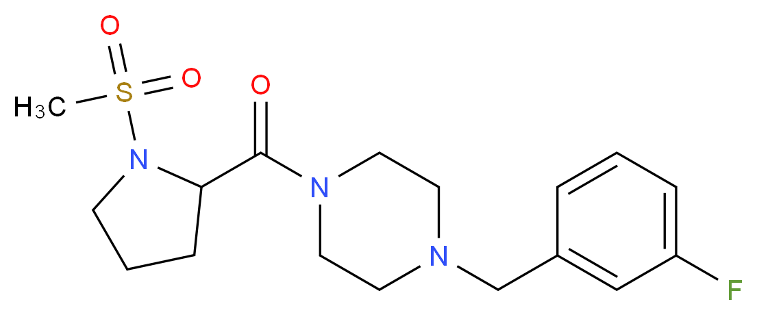 1-(3-fluorobenzyl)-4-[1-(methylsulfonyl)prolyl]piperazine_分子结构_CAS_)