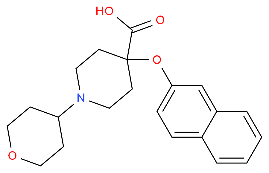 4-(2-naphthyloxy)-1-(tetrahydro-2H-pyran-4-yl)-4-piperidinecarboxylic acid_分子结构_CAS_)