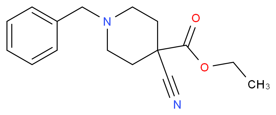 1-Benzyl-4-cyano-4-piperidinecarboxylic acid ethyl ester_分子结构_CAS_123730-67-6)