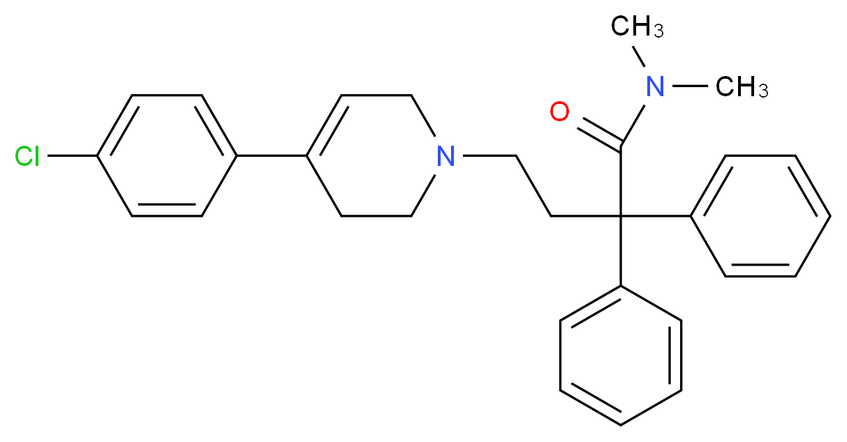 4-[4-(4-chlorophenyl)-1,2,3,6-tetrahydropyridin-1-yl]-N,N-dimethyl-2,2-diphenylbutanamide_分子结构_CAS_61299-42-1
