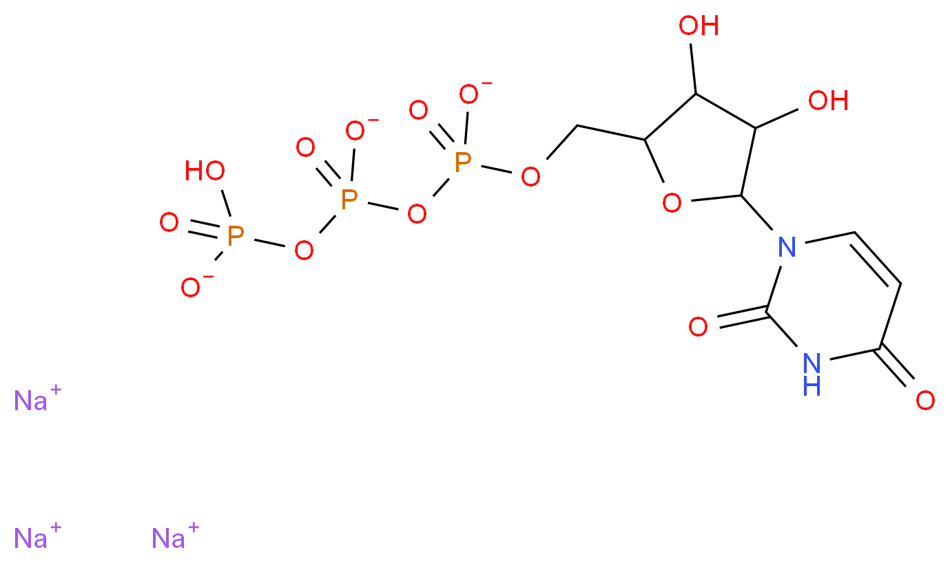 trisodium ({[5-(2,4-dioxo-1,2,3,4-tetrahydropyrimidin-1-yl)-3,4-dihydroxyoxolan-2-yl]methyl phosphonato}oxy)(hydrogen phosphonatooxy)phosphinate_分子结构_CAS_19817-92-6