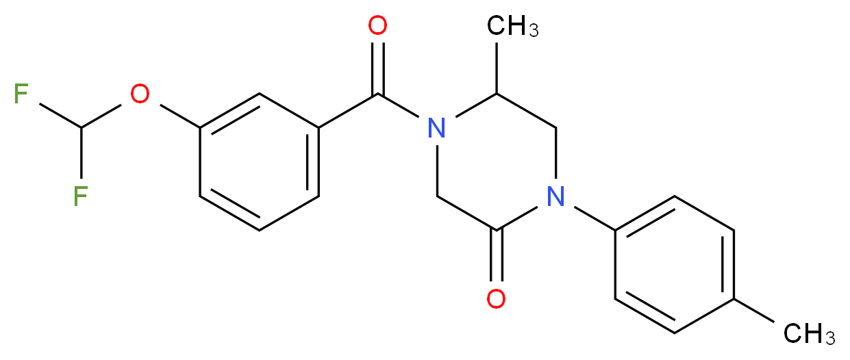 4-[3-(difluoromethoxy)benzoyl]-5-methyl-1-(4-methylphenyl)-2-piperazinone_分子结构_CAS_)