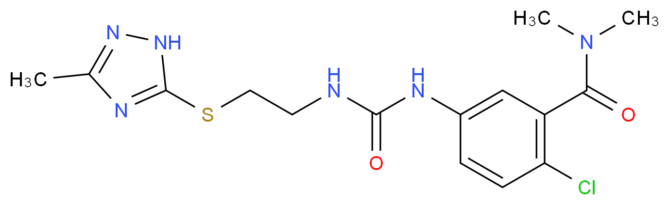 2-chloro-N,N-dimethyl-5-{[({2-[(3-methyl-1H-1,2,4-triazol-5-yl)thio]ethyl}amino)carbonyl]amino}benzamide_分子结构_CAS_)