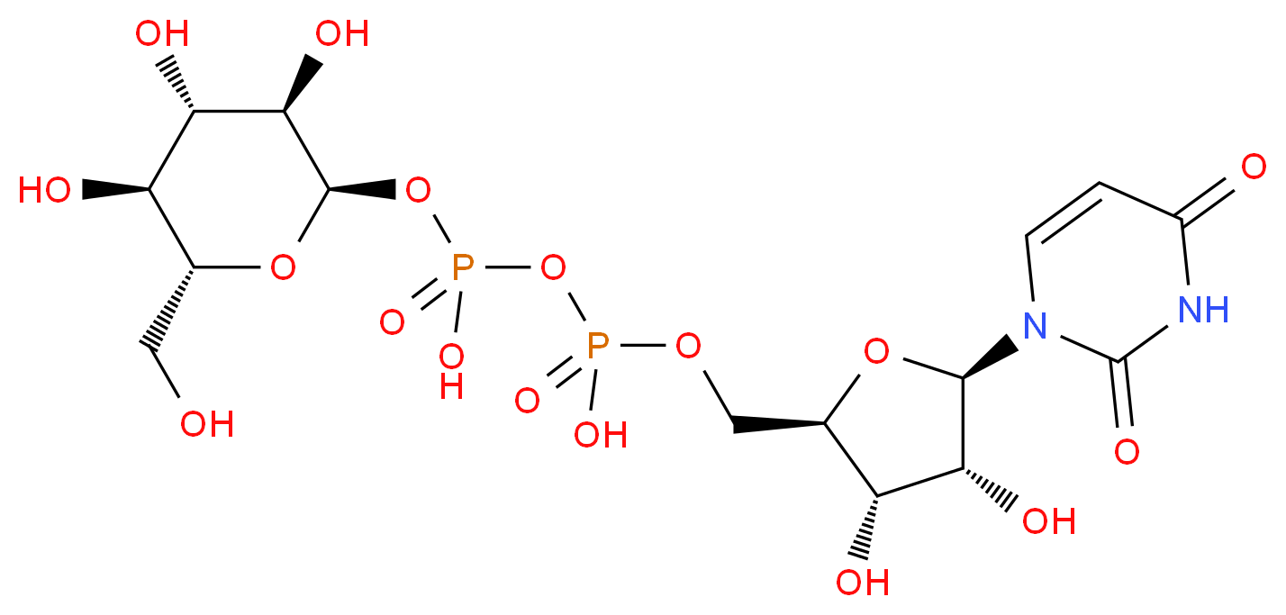 [({[(2R,3S,4R,5R)-5-(2,4-dioxo-1,2,3,4-tetrahydropyrimidin-1-yl)-3,4-dihydroxyoxolan-2-yl]methoxy}(hydroxy)phosphoryl)oxy]({[(2R,3R,4S,5S,6R)-3,4,5-trihydroxy-6-(hydroxymethyl)oxan-2-yl]oxy})phosphinic acid_分子结构_CAS_133-89-1