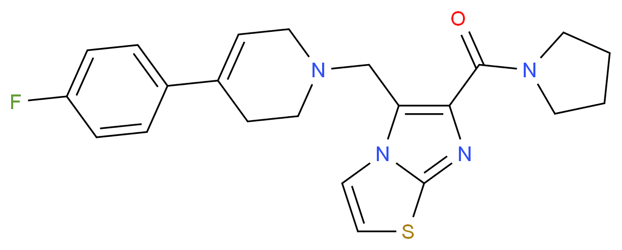 5-{[4-(4-fluorophenyl)-3,6-dihydro-1(2H)-pyridinyl]methyl}-6-(1-pyrrolidinylcarbonyl)imidazo[2,1-b][1,3]thiazole_分子结构_CAS_)