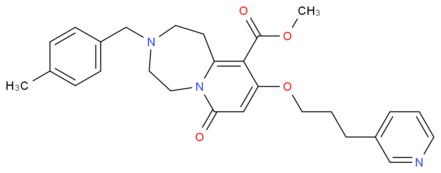 methyl 3-(4-methylbenzyl)-7-oxo-9-[3-(3-pyridinyl)propoxy]-1,2,3,4,5,7-hexahydropyrido[1,2-d][1,4]diazepine-10-carboxylate_分子结构_CAS_)