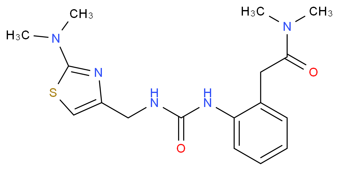 2-(2-{[({[2-(dimethylamino)-1,3-thiazol-4-yl]methyl}amino)carbonyl]amino}phenyl)-N,N-dimethylacetamide_分子结构_CAS_)