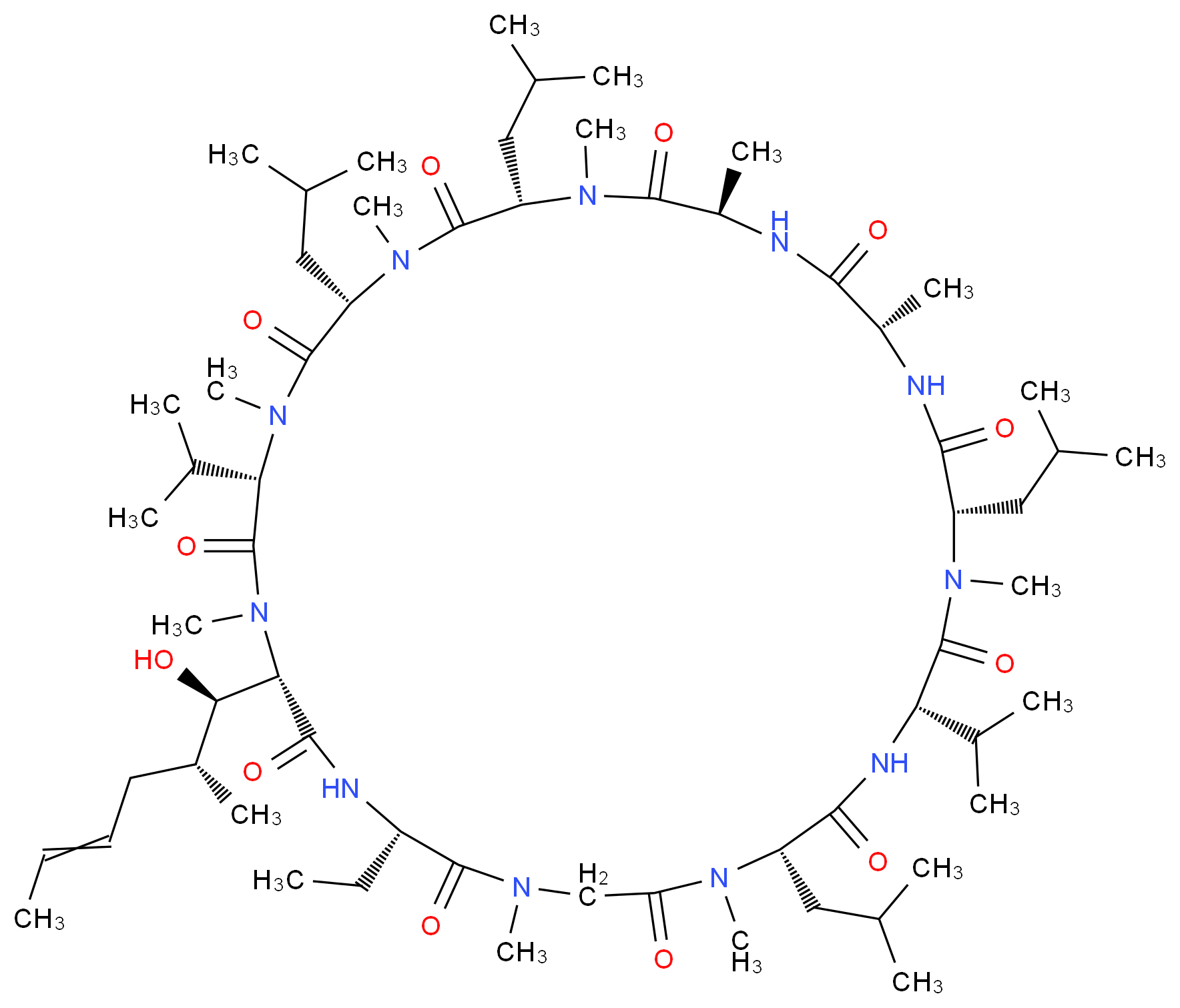 环孢菌素 A_分子结构_CAS_59865-13-3)