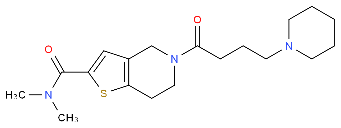 N,N-dimethyl-5-[4-(1-piperidinyl)butanoyl]-4,5,6,7-tetrahydrothieno[3,2-c]pyridine-2-carboxamide_分子结构_CAS_)