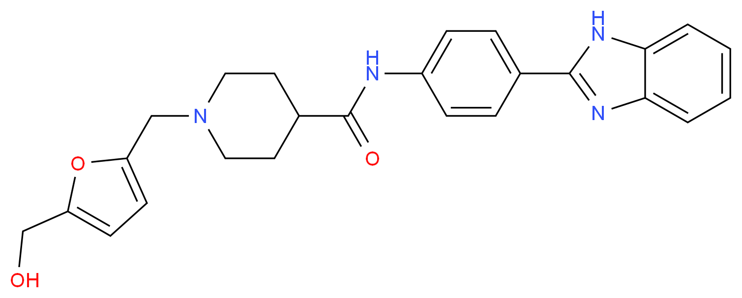 N-[4-(1H-benzimidazol-2-yl)phenyl]-1-{[5-(hydroxymethyl)-2-furyl]methyl}-4-piperidinecarboxamide_分子结构_CAS_)