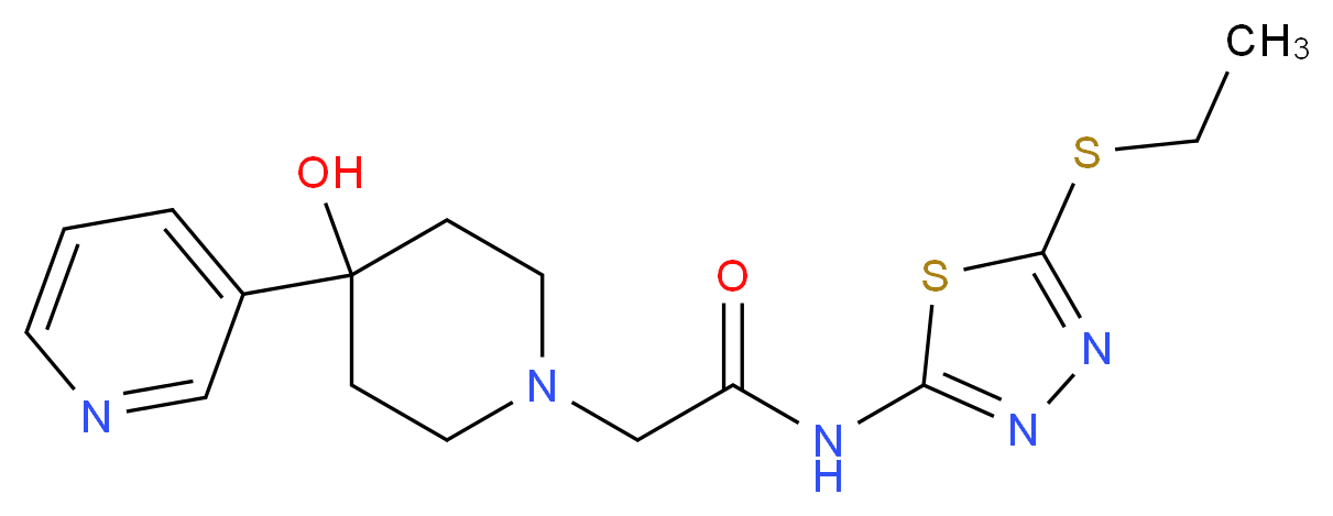 N-[5-(ethylthio)-1,3,4-thiadiazol-2-yl]-2-(4-hydroxy-4-pyridin-3-ylpiperidin-1-yl)acetamide_分子结构_CAS_)