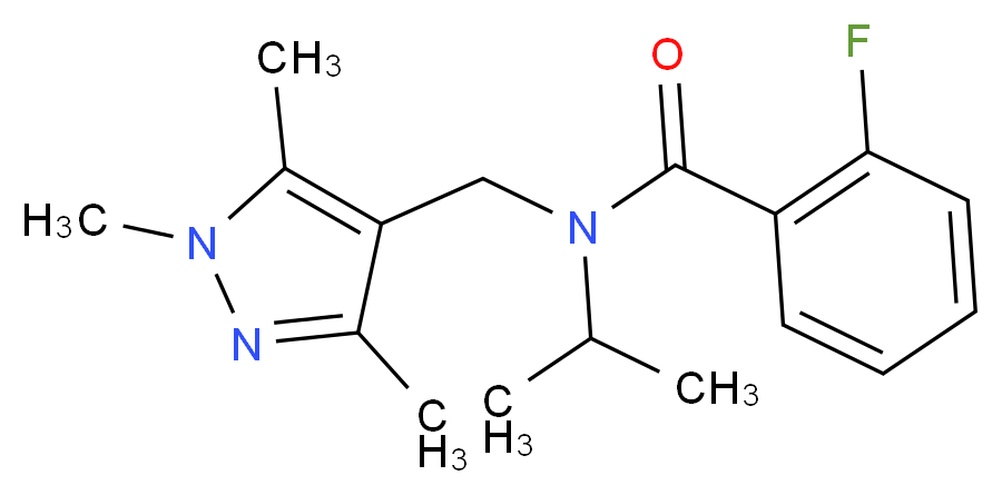 2-fluoro-N-isopropyl-N-[(1,3,5-trimethyl-1H-pyrazol-4-yl)methyl]benzamide_分子结构_CAS_)