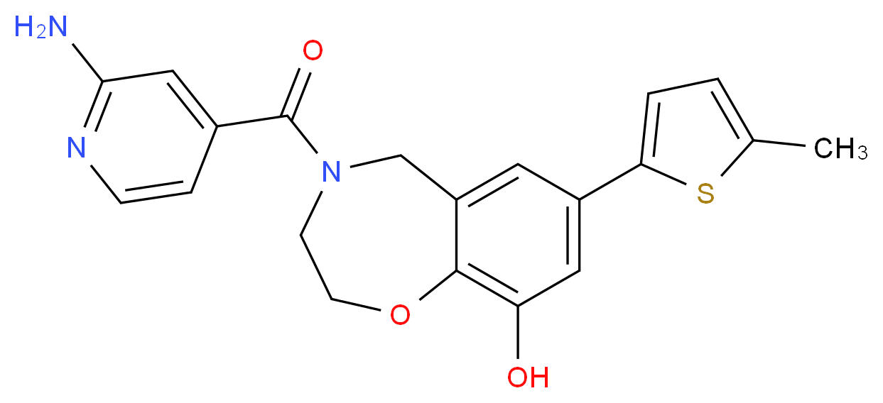 4-(2-aminoisonicotinoyl)-7-(5-methyl-2-thienyl)-2,3,4,5-tetrahydro-1,4-benzoxazepin-9-ol_分子结构_CAS_)