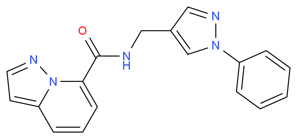 N-[(1-phenyl-1H-pyrazol-4-yl)methyl]pyrazolo[1,5-a]pyridine-7-carboxamide_分子结构_CAS_)
