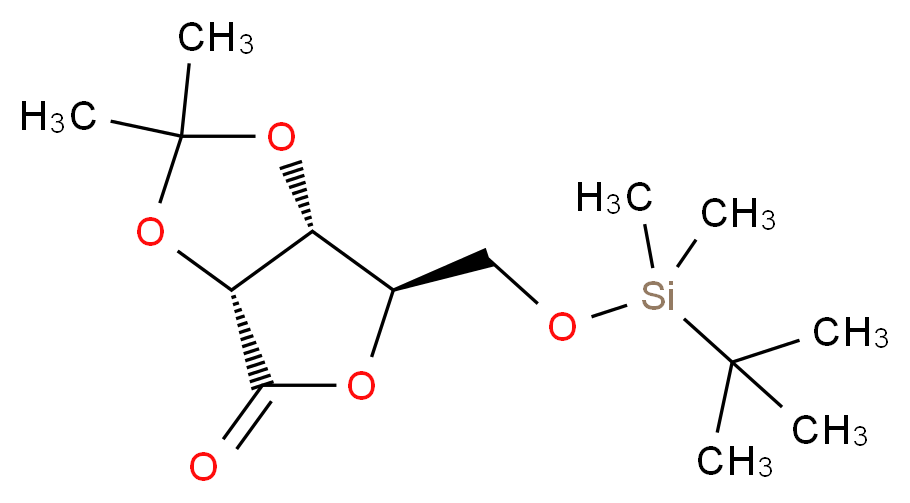 (3aR,6R,6aR)-6-{[(tert-butyldimethylsilyl)oxy]methyl}-2,2-dimethyl-tetrahydro-2H-furo[3,4-d][1,3]dioxol-4-one_分子结构_CAS_75467-36-6